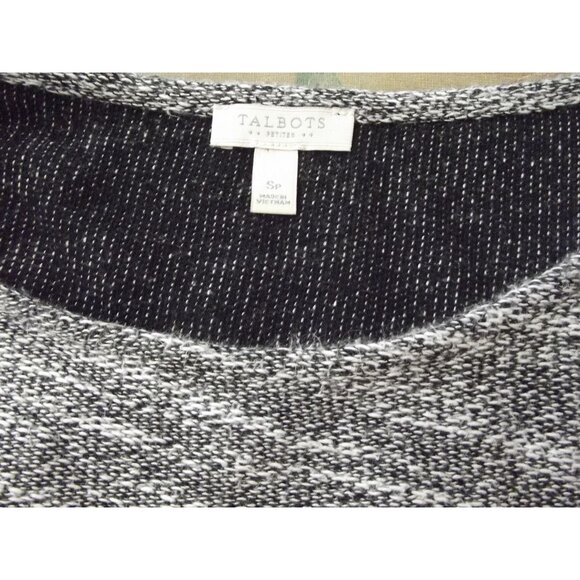 Talbots Sweater Womens Size SP Black White Woven Knit pockets shirttail tunic PS - Picture 5 of 14
